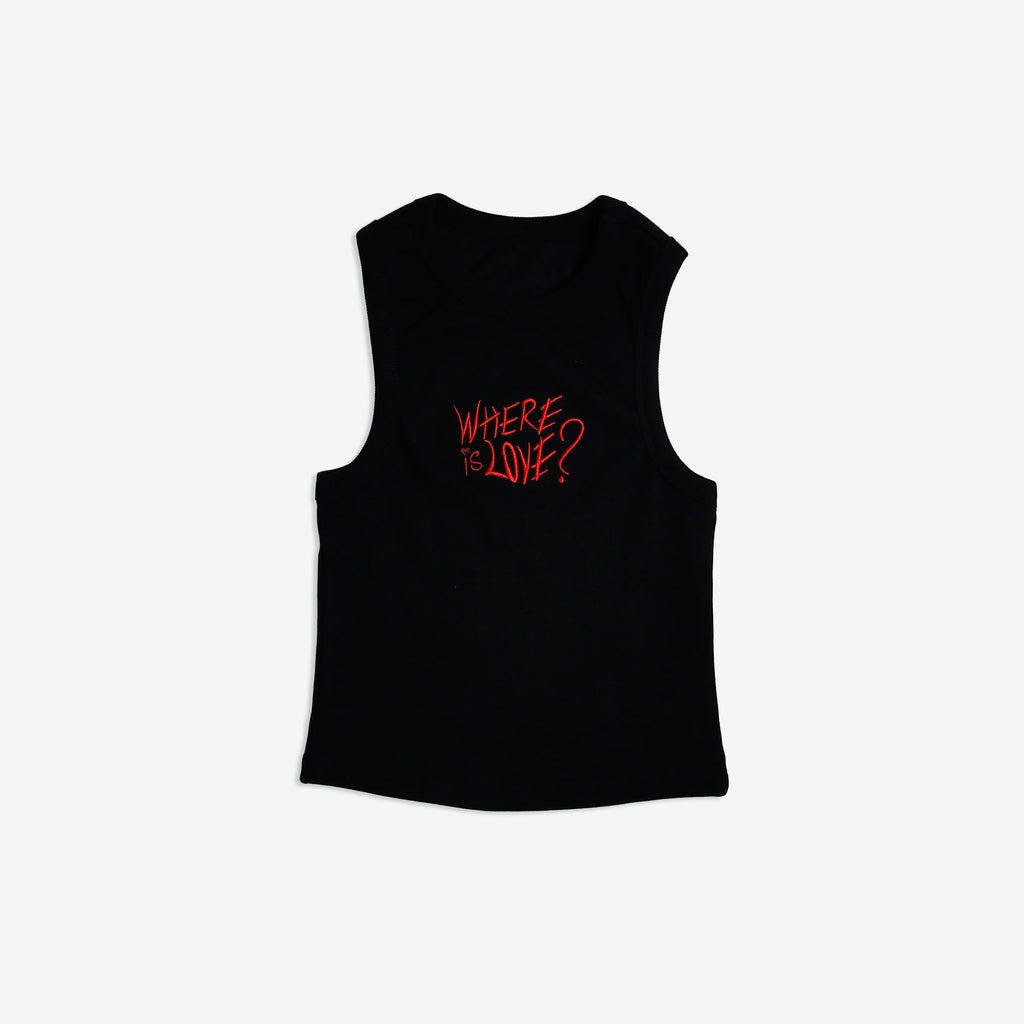 Black Where is Love Tank Top