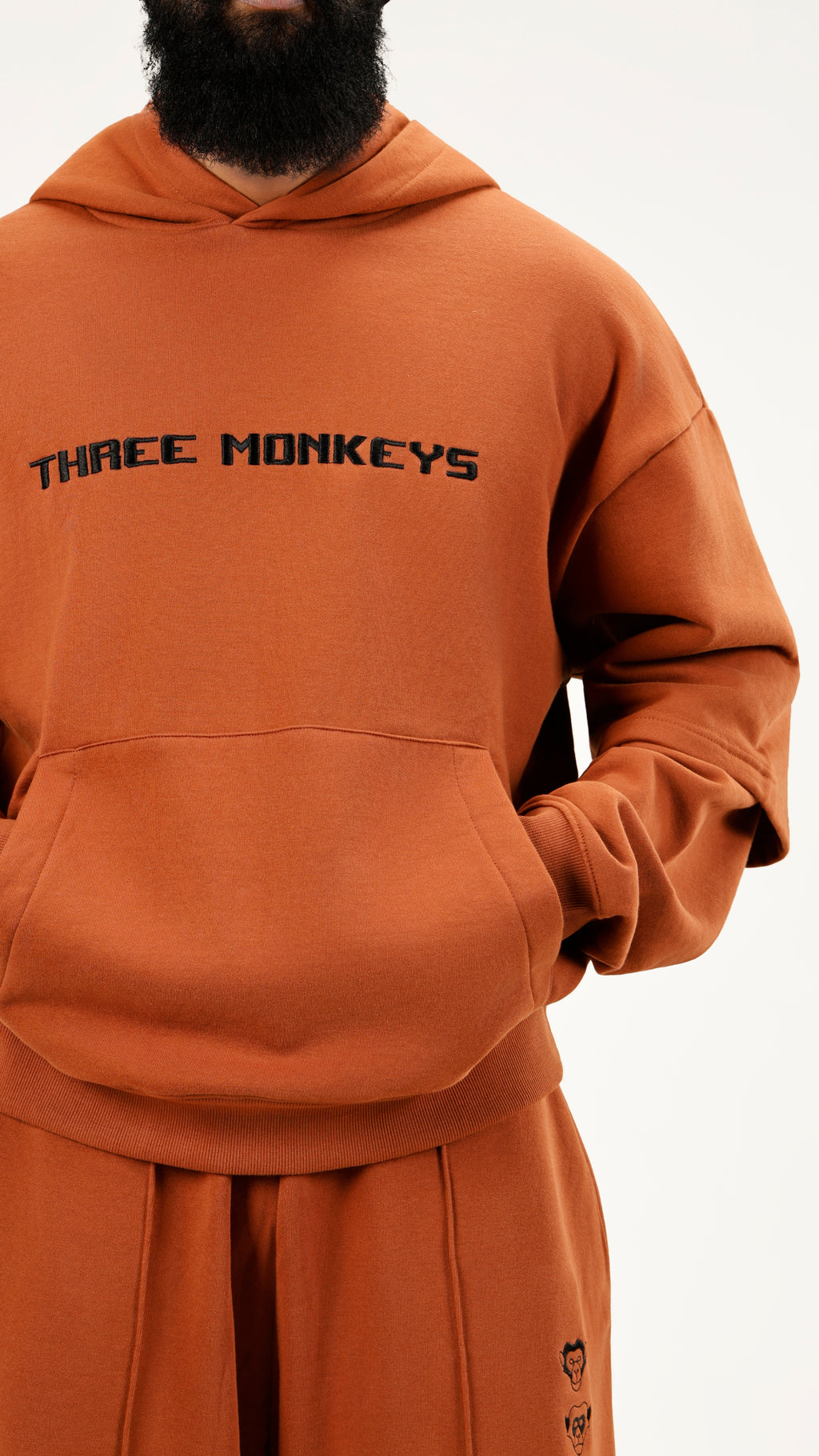 Brown Oversized Double Sleeve Hoodie