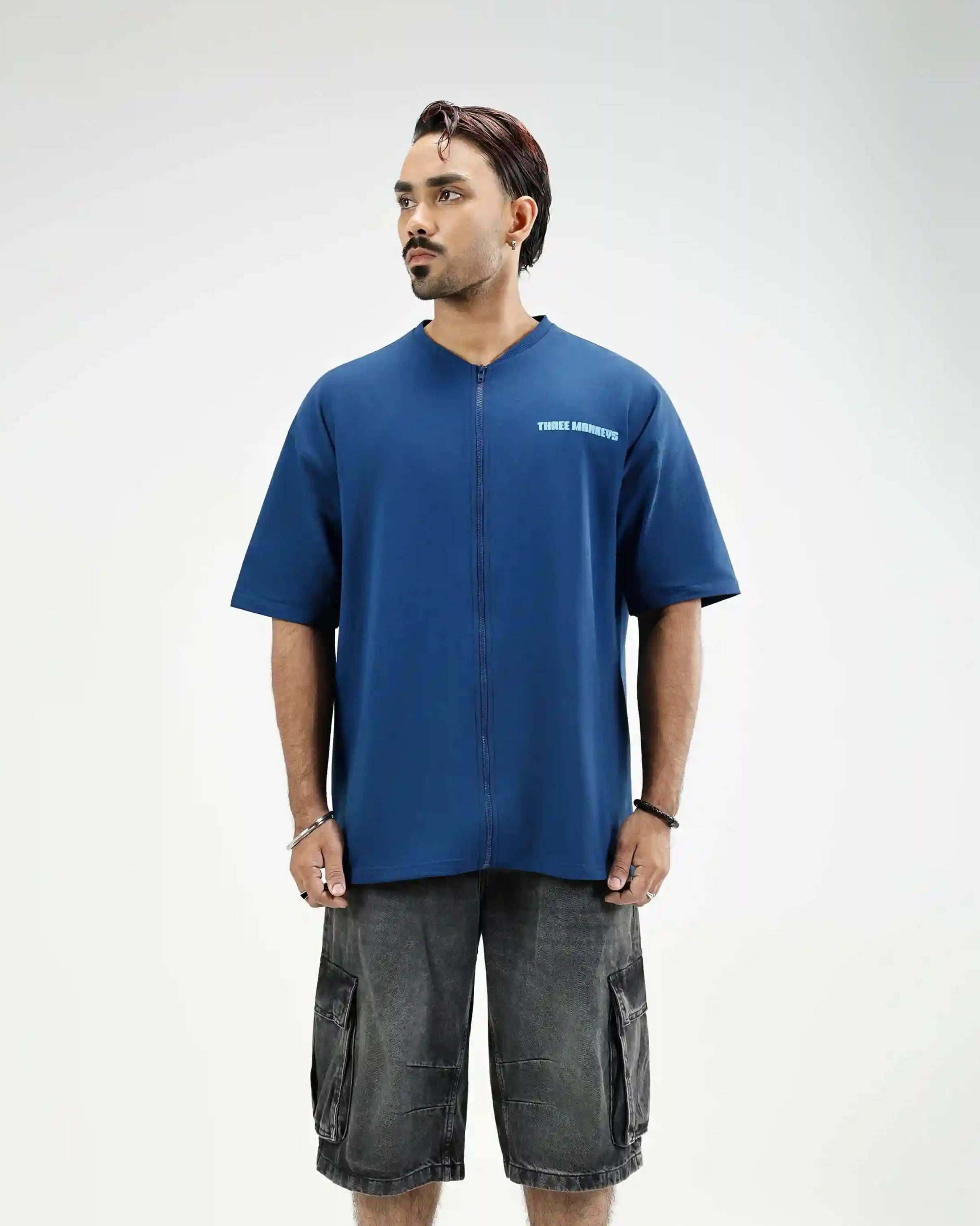 Navy Blue Unbottled Faith Zipper Tee