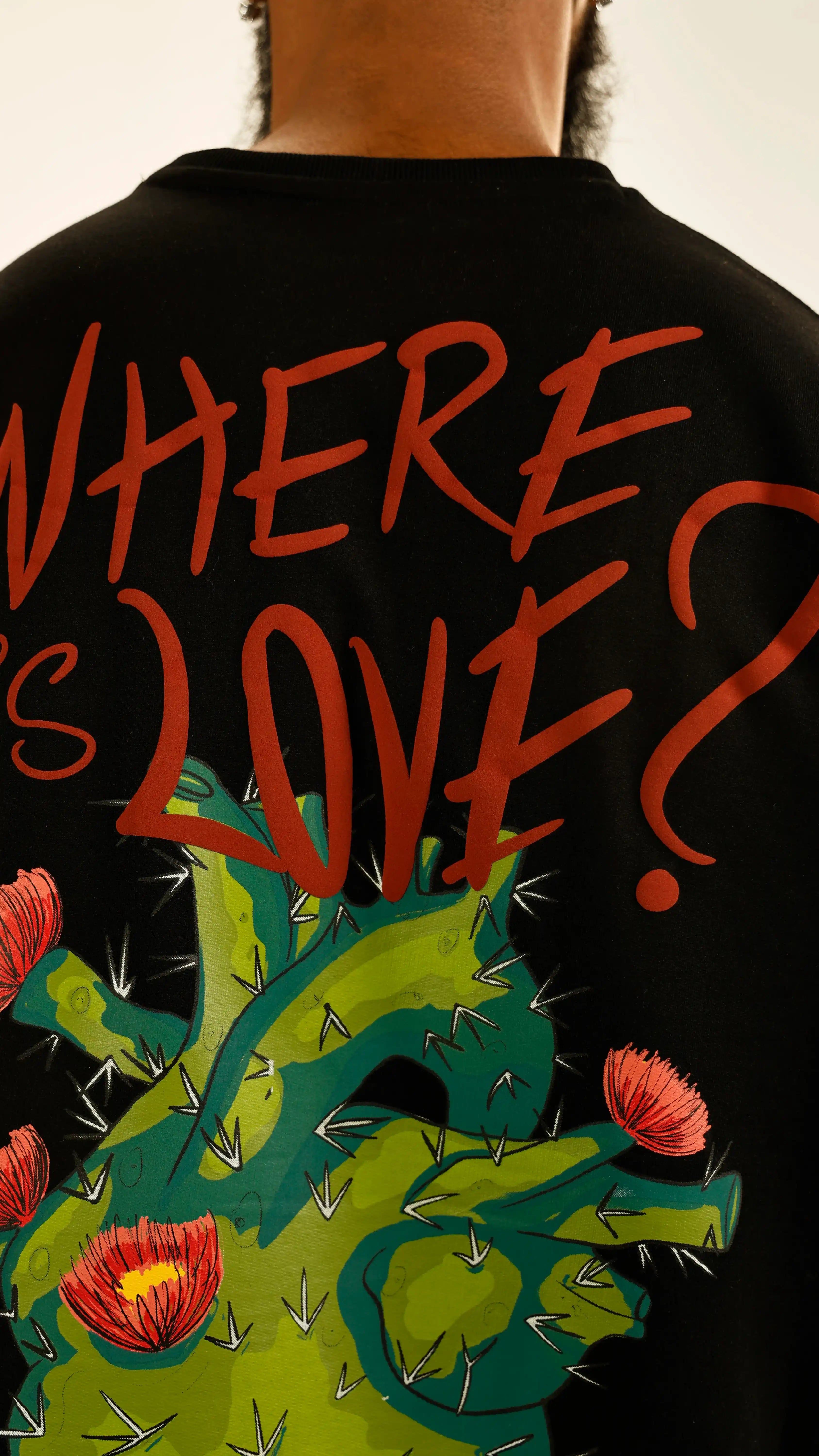 Black Where is Love Zipper  Tee