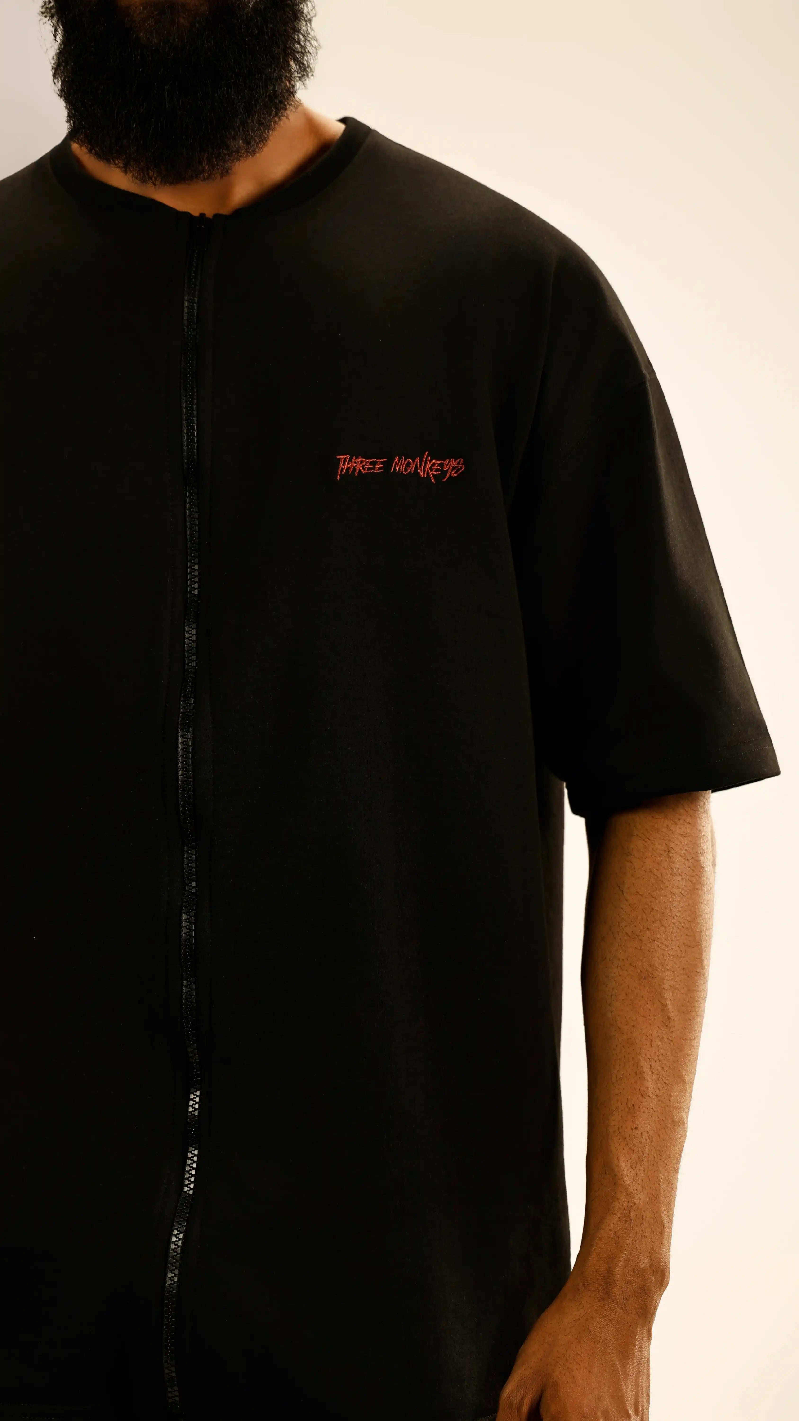 Black Where is Love Zipper  Tee