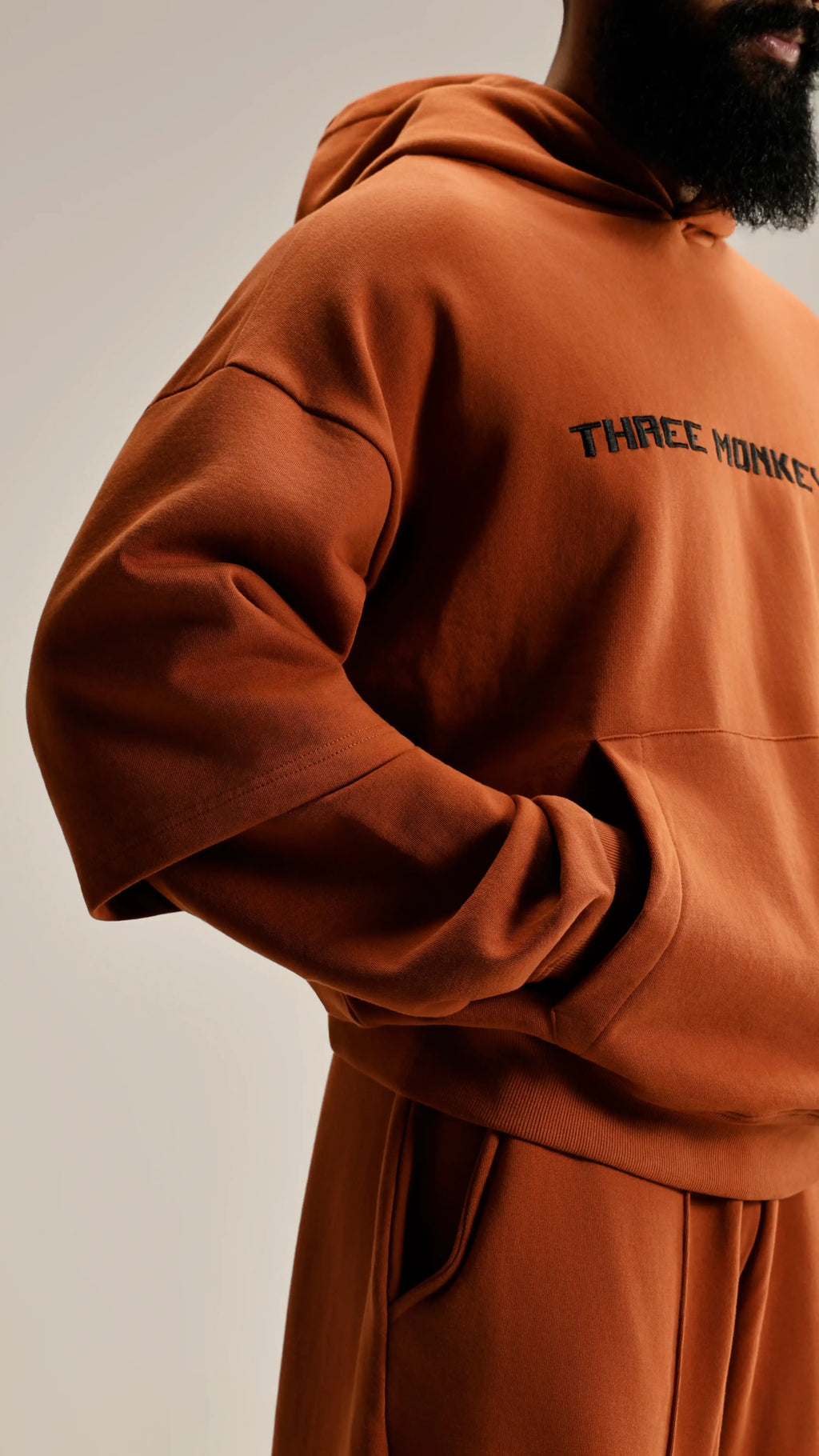 Brown Oversized Double Sleeve Hoodie