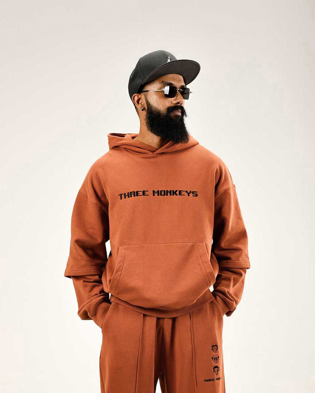 Brown Oversized Double Sleeve Hoodie