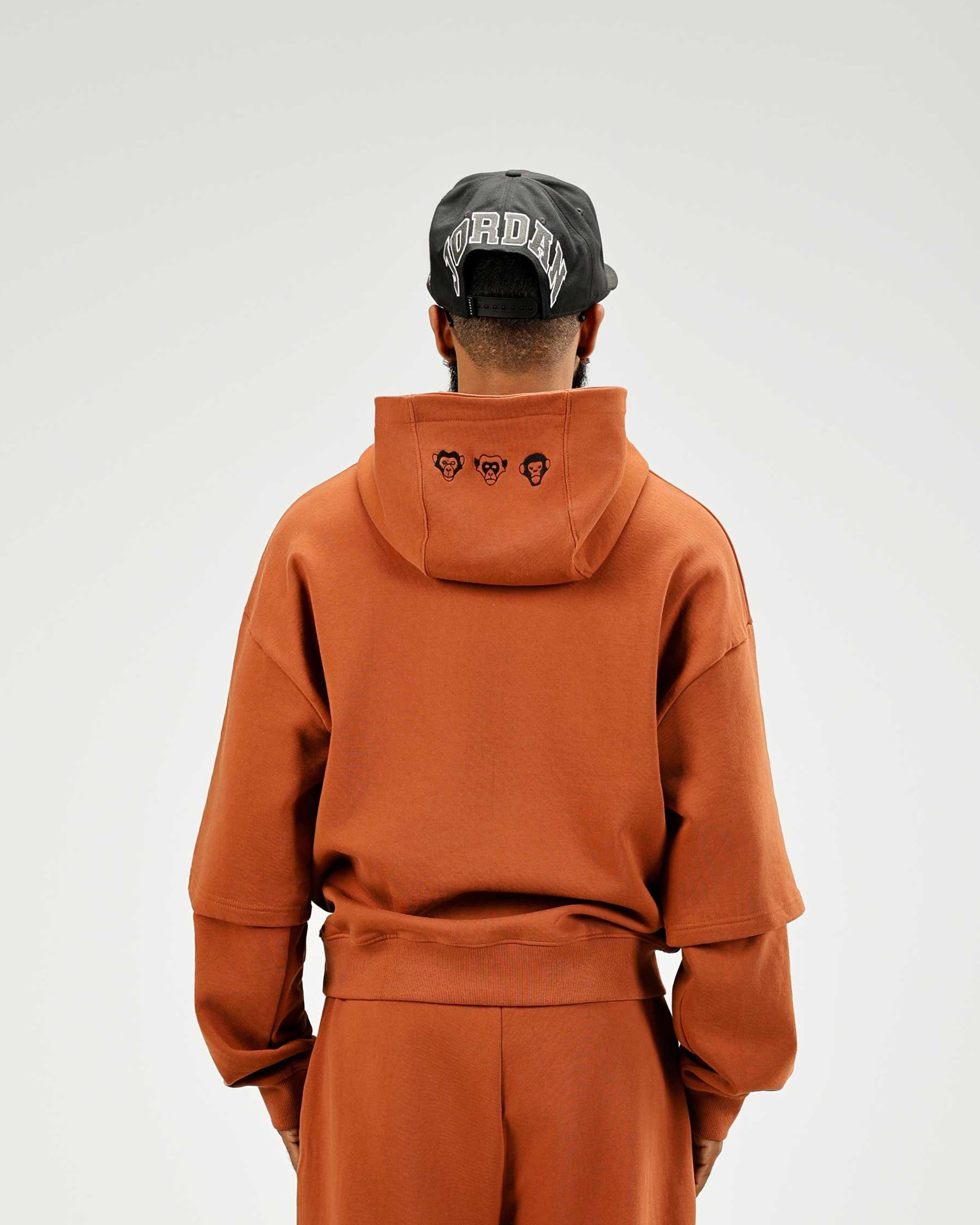 Brown Oversized Double Sleeve Hoodie