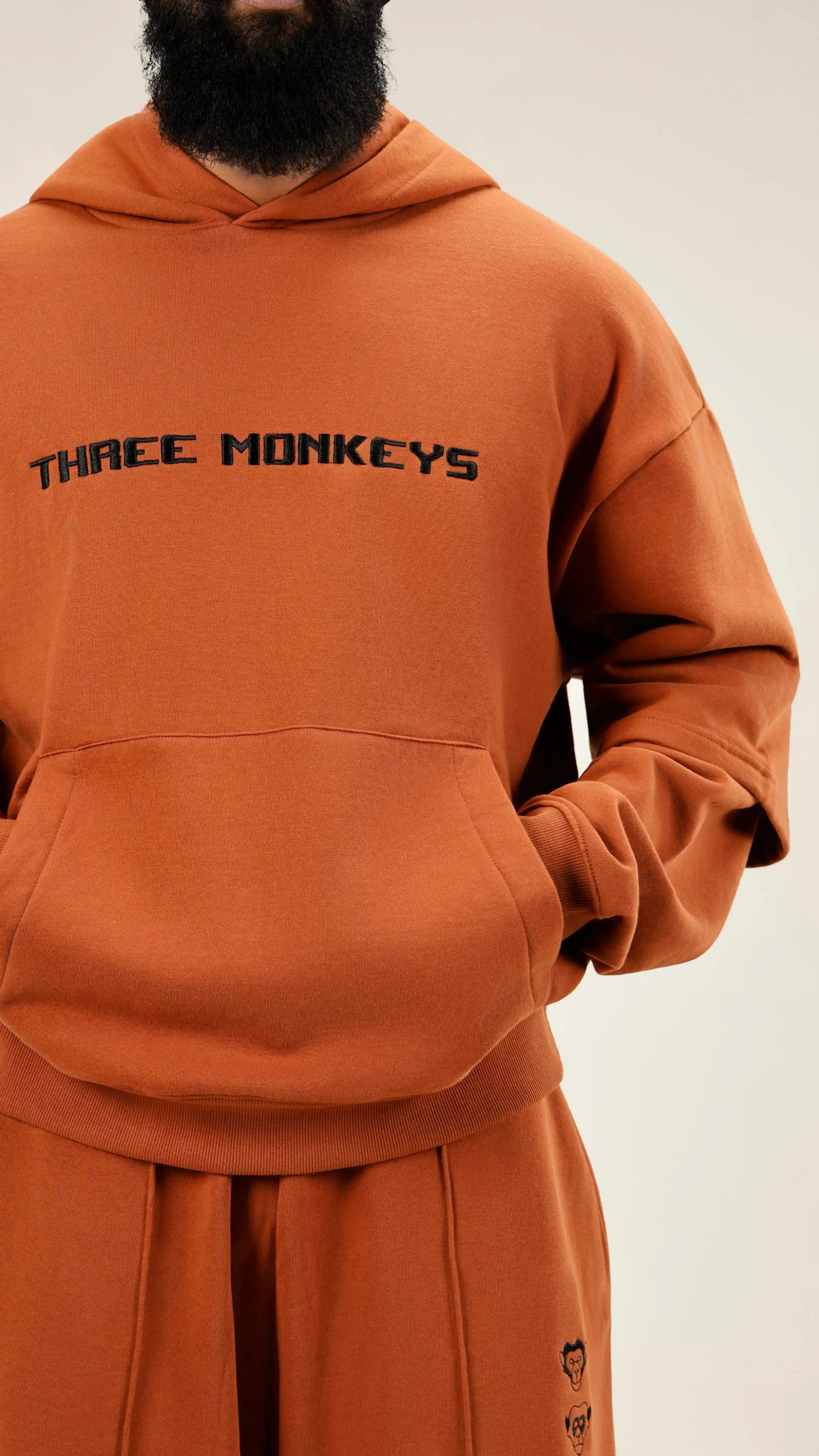 Brown Oversized Double Sleeve Hoodie