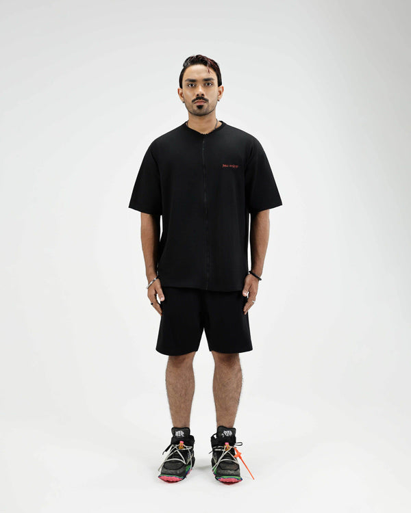 Black Where is Love Zipper  Tee