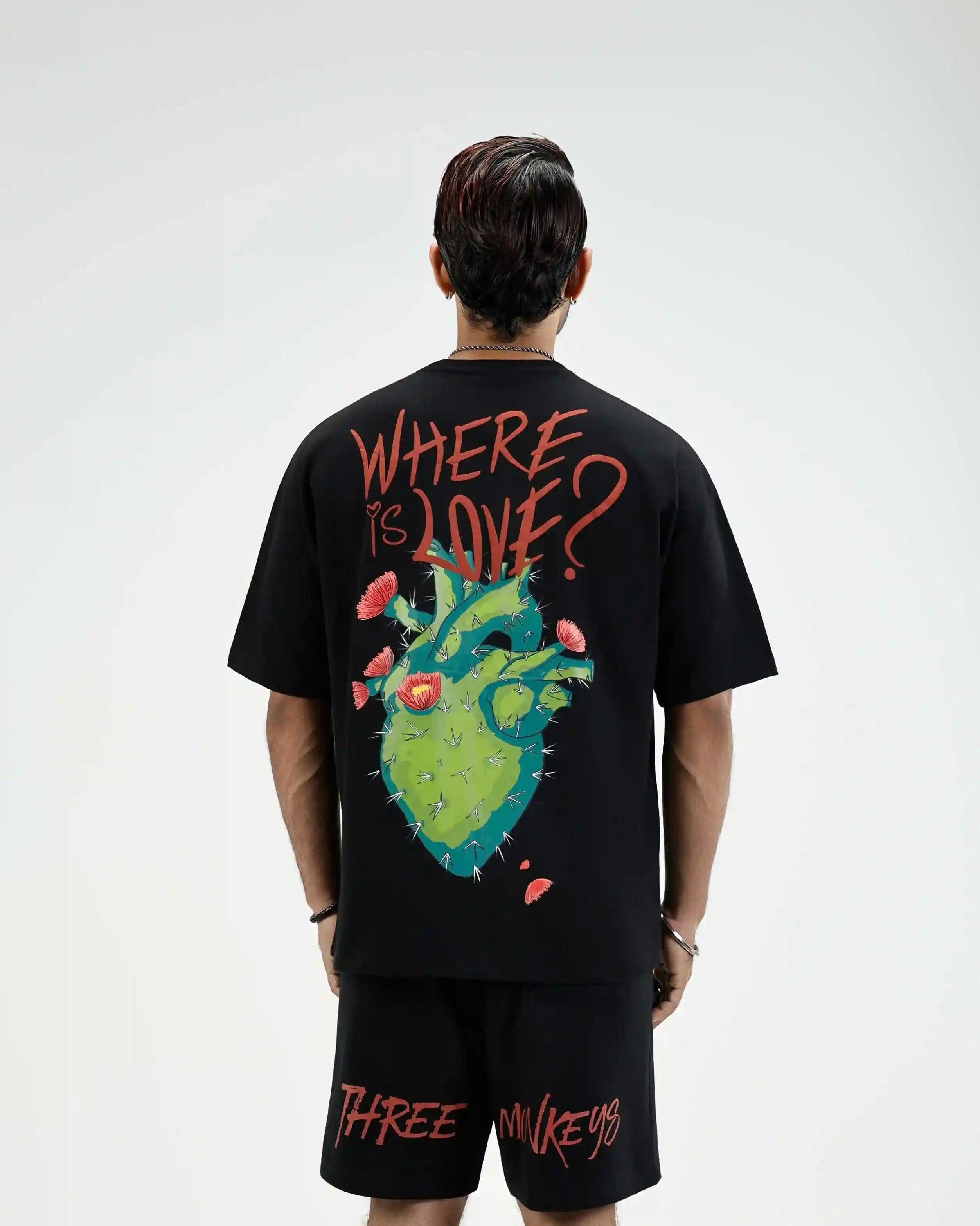 Black Where is Love Zipper  Tee