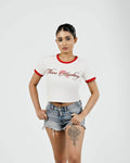 White where is Love Ringer Crop Tee